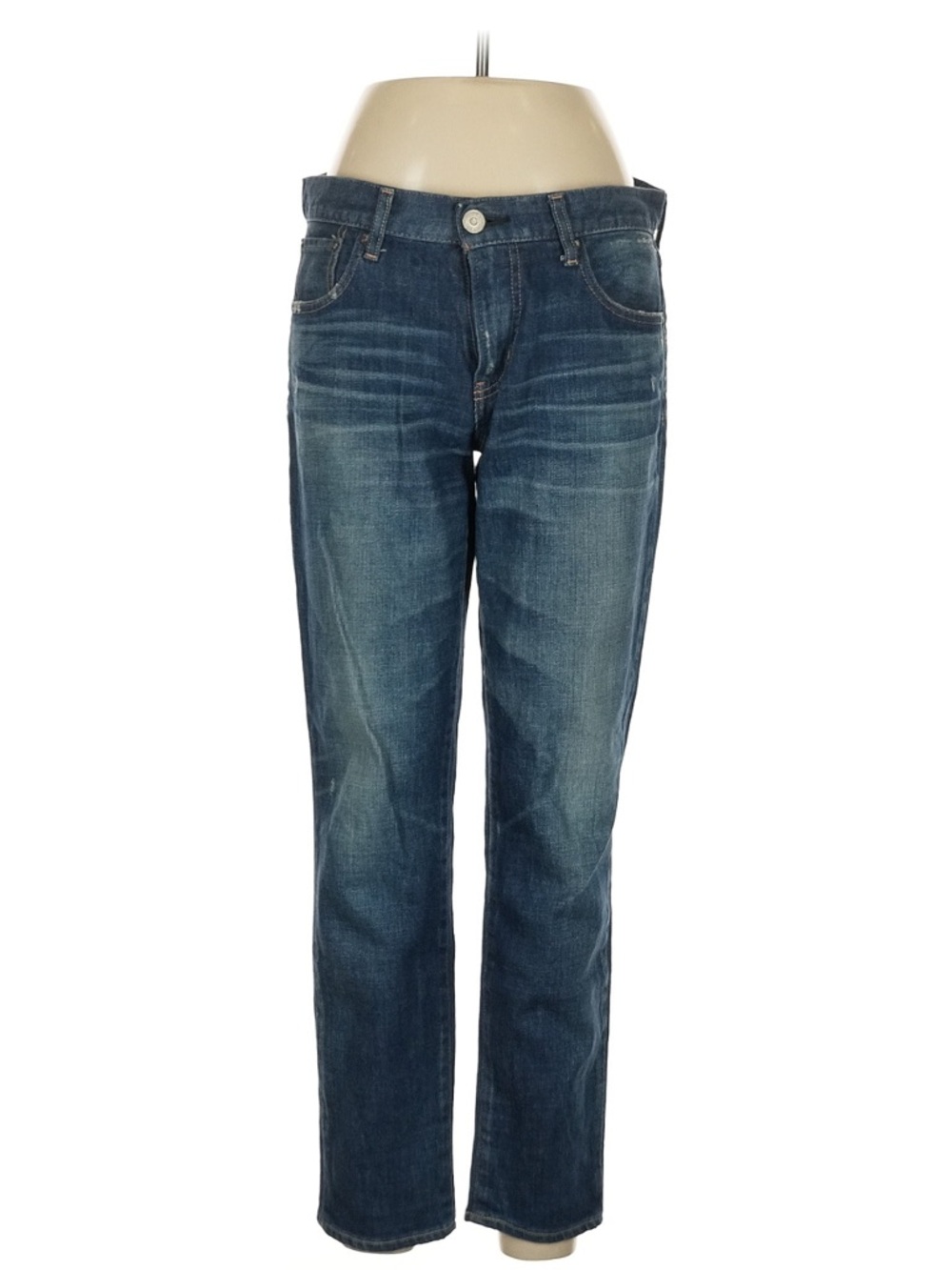 Moussy Women's Medium Blue Straight-Leg Jeans with Leather Patch